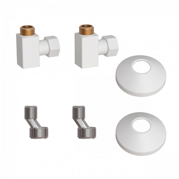 Комплект подключения для полотенцесушителя Point PN00012W 3/4"х1/2" г/ш (квадрат), белый. Фото 1