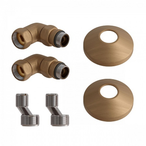 Комплект подключения для полотенцесушителя Point PN93412BR 3/4"х1/2" г/ш со сгоном, бронза. Фото 1