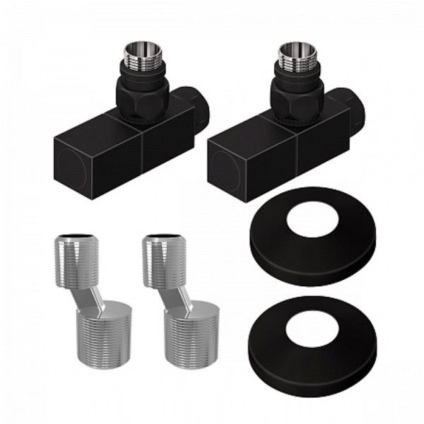 Комплект подключения LM03412SBL с квадратными вентилями, черный. Фото 1