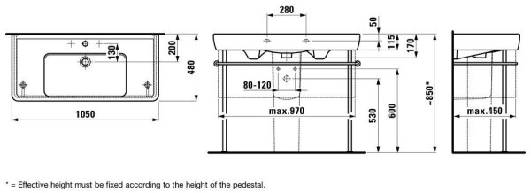 Комплект PRO A 8.1395.8.000.104.1 раковина 105х48 + PRO 4.8307.2.095.463.1 шкаф под раковину. Фото 3