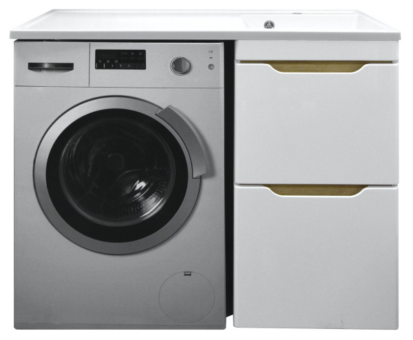 Комплект тумба с раковиной AZARIO Magenta 110 правая под стиральную машину (46) белая (CS00079140). Фото 1