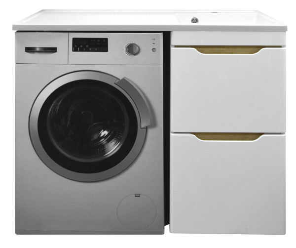 Комплект тумба с раковиной AZARIO Magenta 120 правая под стиральную машину (56) белая (CS00079141). Фото 1