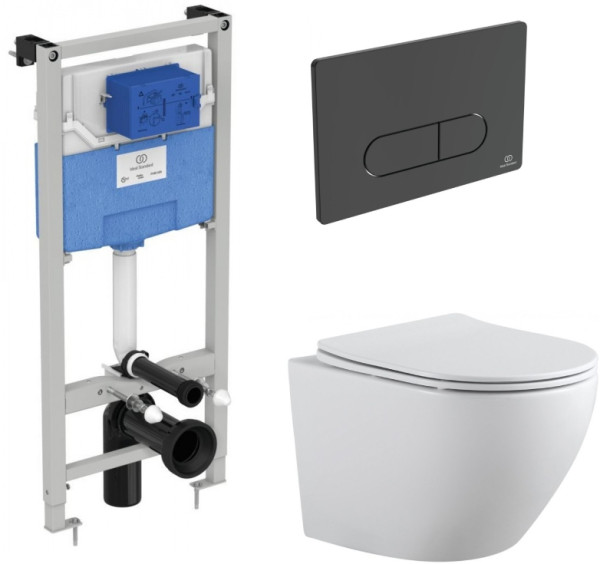 Комплект унитаза с инсталляцией Aquanet Rimless Cetus 2.0 W LX-1901 черный. Фото 1