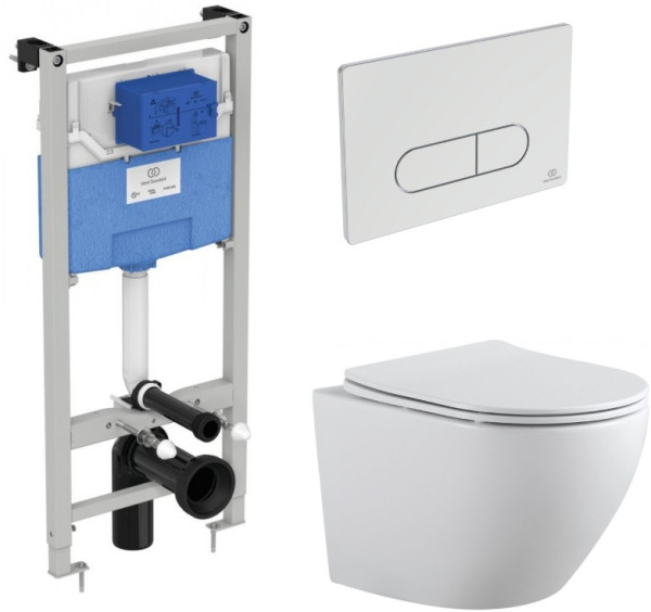 Комплект унитаза с инсталляцией Aquanet Rimless Cetus 2.0 W LX-1901 хром. Фото 1