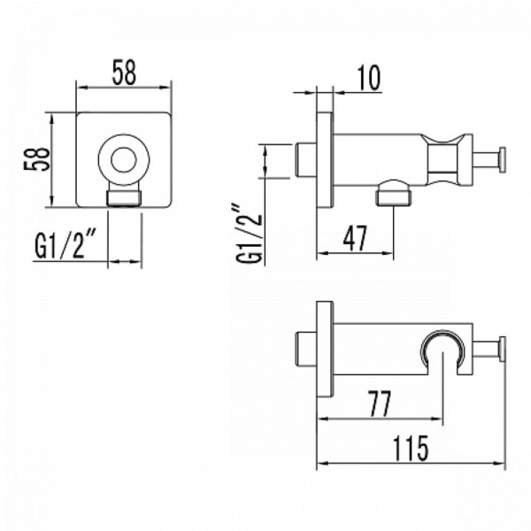 Кронштейн/подключение шланга Lemark LM3785GM для LM3719GM, графит. Фото 2