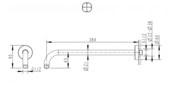 Кронштейн верхнего душа Bravat D313C-1-RUS, хром. Фото 2