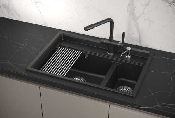 Кухонная мойка Granula 7302, ШВАРЦ. Фото 1