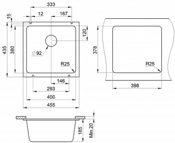 Кухонная мойка Granula GR-3801 шварц. Фото 2