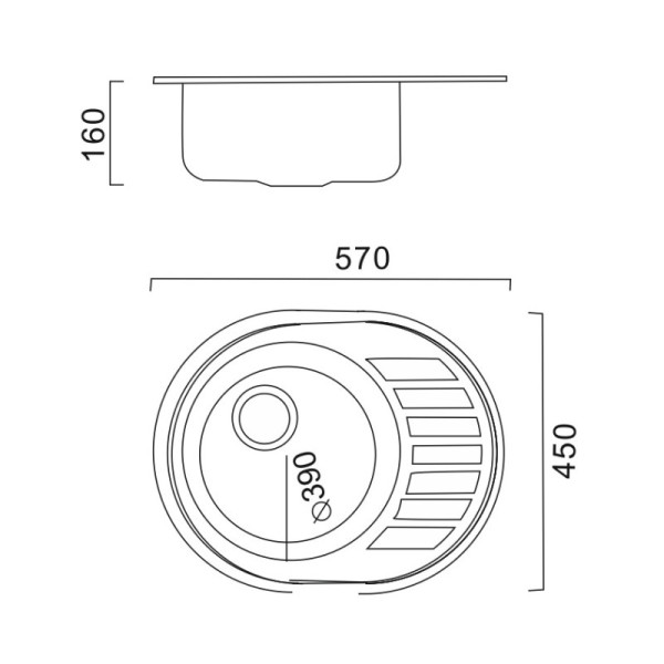 Кухонная мойка Haiba HBS4557-06, овальная. Фото 2