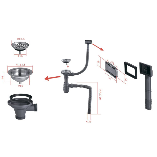 Кухонная мойка из нержавеющей стали Fashun 15M Комплект AS5544, сатин. Фото 4