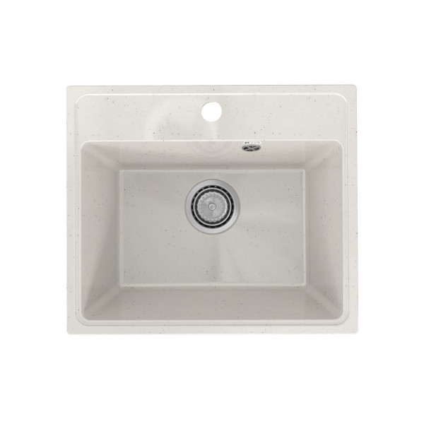 Кухонная мойка Practik PR-M-490-001 (без сифона), белый камень. Фото 1