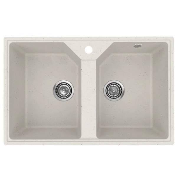 Кухонная мойка Practik PR-M-770-001 (без сифона), белый камень. Фото 1