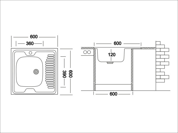 Кухонная мойка UKINOX ECO ECO 600.600 R, 60*60. Фото 2