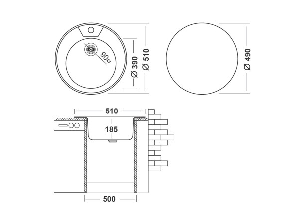 Кухонная мойка UKINOX Фаворит FAP510 -GT8K 0C, 51*51. Фото 2