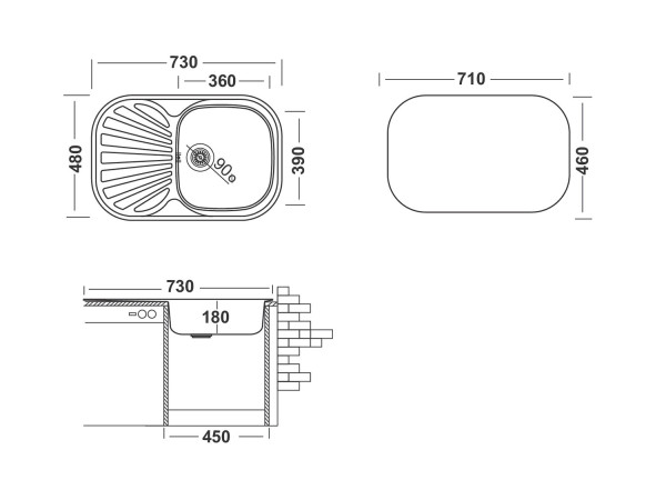 Кухонная мойка UKINOX Галант GAL730.480 -GT8K 2L, 48*73. Фото 2