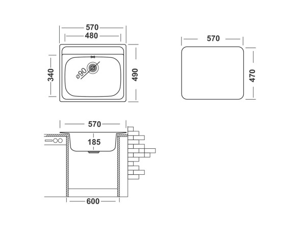 Кухонная мойка UKINOX Гранд GRL570.490 -GT8K 0C, 49*57. Фото 2