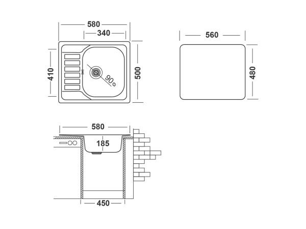 Кухонная мойка UKINOX Гранд GRL580.500 -GT8K 1R, 50*58. Фото 2
