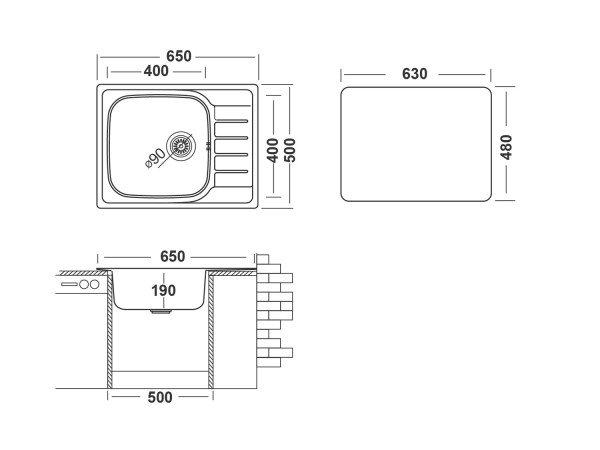 Кухонная мойка UKINOX Гранд GRL650.500 -GT8K 1R, 50*65. Фото 2
