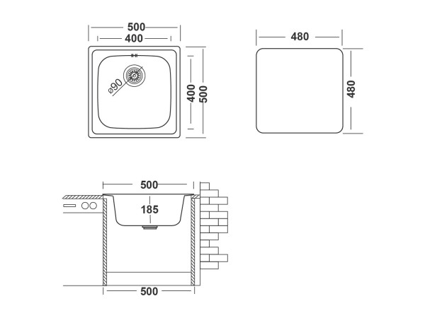 Кухонная мойка UKINOX Гранд GRP500.500 -GT8K -C, 50*50. Фото 2