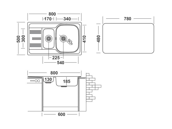 Кухонная мойка UKINOX Гранд GRP800.500 15GT8K -O, 50*80. Фото 2
