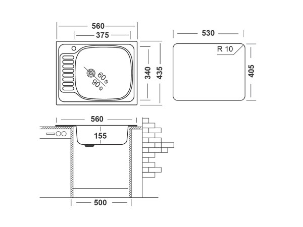 Кухонная мойка UKINOX Классика CLM560.435 ---5K 2L, 43,5*56. Фото 2