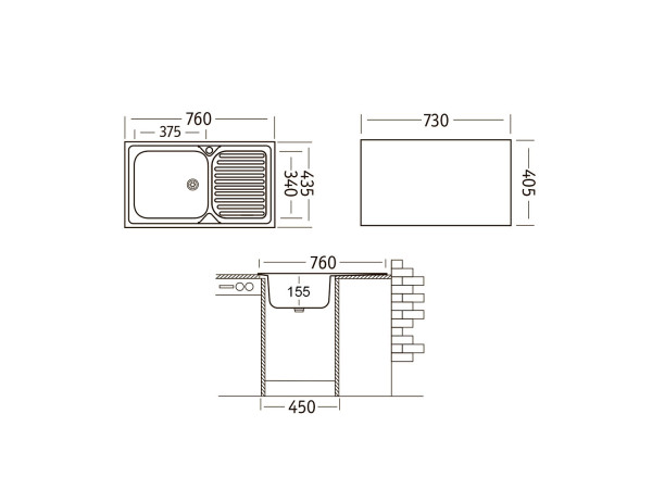 Кухонная мойка UKINOX Классика CLM760.435 -GT5K 1R, 43,5*76. Фото 2