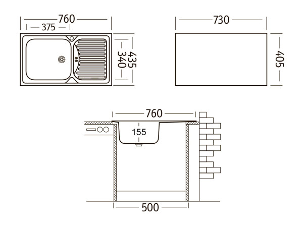Кухонная мойка UKINOX Классика CLM760.435 --W6K 2L, 43,5*76. Фото 2