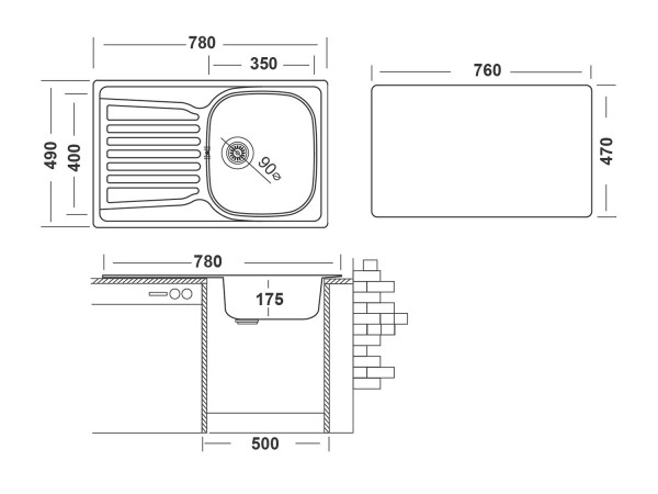 Кухонная мойка UKINOX Комфорт COP780.490 -GT8K 1R, 49*78. Фото 2