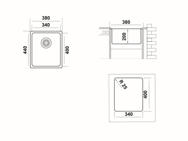Кухонная мойка UKINOX Лофт LOB340.400 -GT10P, 40*34. Фото 2