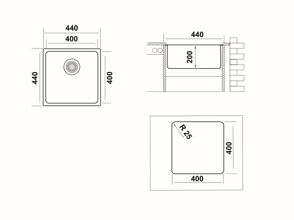 Кухонная мойка UKINOX Лофт LOB400.400 -GT10P, 40*40. Фото 2