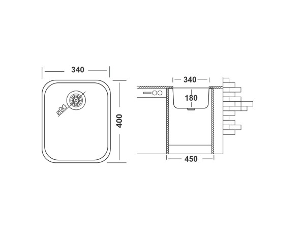 Кухонная мойка UKINOX Модерн MOP340.400 -GT8C, 40*34. Фото 2