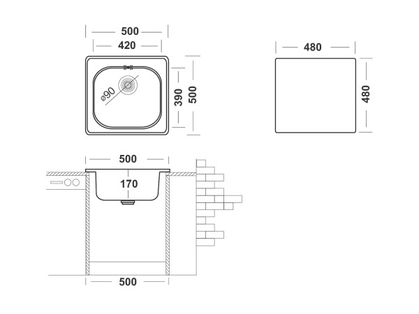 Кухонная мойка UKINOX Спектр SPM500.500 -GT6K -C, 50*50. Фото 2