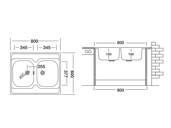 Кухонная мойка UKINOX Стандарт STM800.600 20--6C 3C-, 60*80. Фото 2