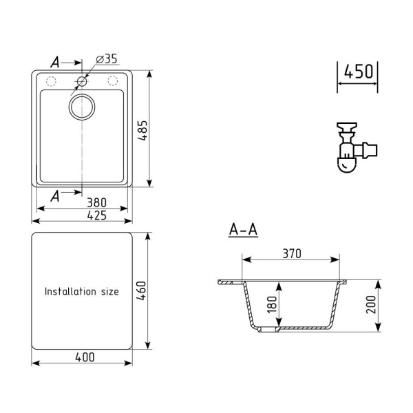 Кухонная мойка Ulgran Quartz Forte 425-05, бетон. Фото 2
