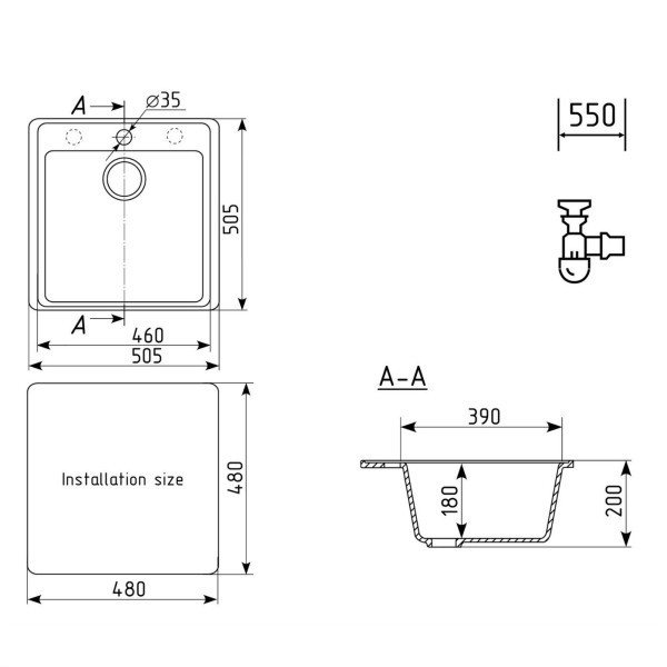 Кухонная мойка Ulgran Quartz Forte 505-08, космос. Фото 2