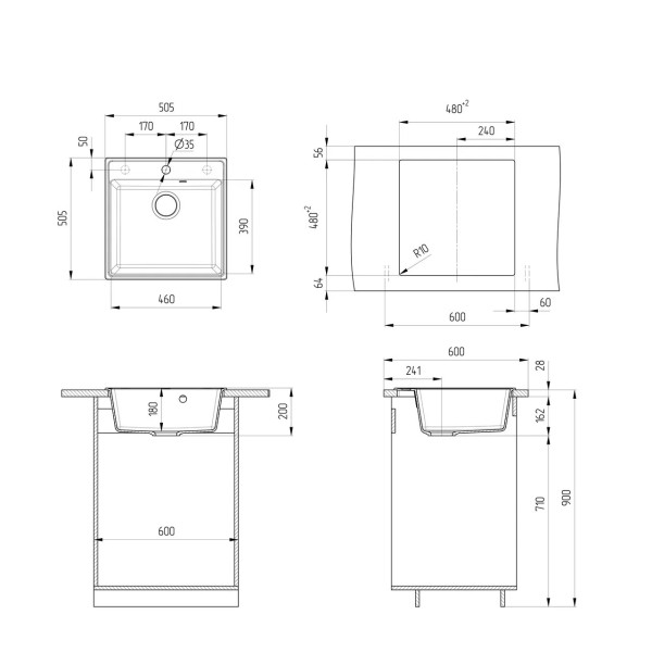 Кухонная мойка Ulgran Quartz Forte 505-10, песок. Фото 2