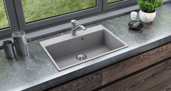 Кухонная мойка Ulgran Quartz Forte 760-05, бетон. Фото 3