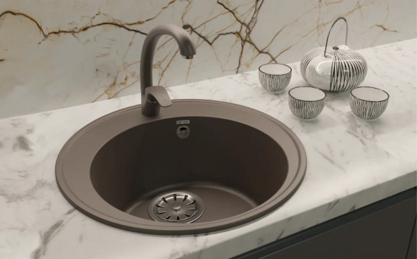 Кухонная мойка Ulgran Quartz Nora 485-06, трюфель. Фото 3