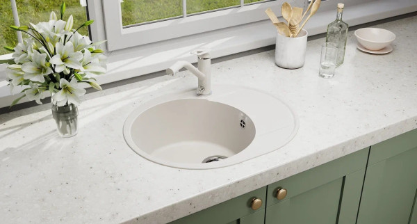 Кухонная мойка Ulgran Quartz Nora 585-01, жасмин. Фото 3