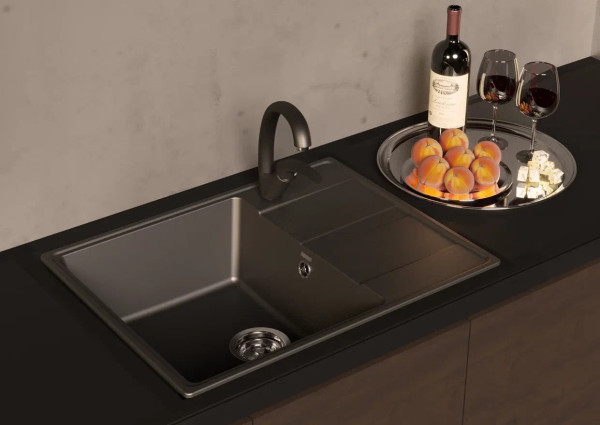 Кухонная мойка Ulgran Quartz Prima 650-08, космос. Фото 3