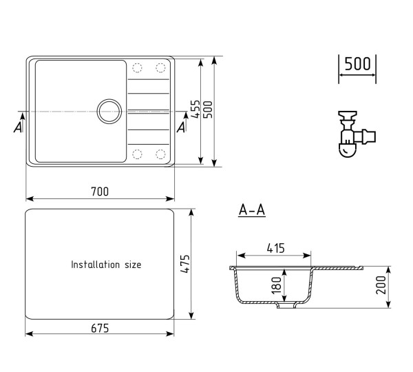 Кухонная мойка Ulgran Quartz Prima 700-01, жасмин. Фото 2