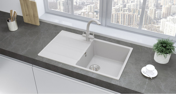 Кухонная мойка Ulgran Quartz Prima 850-04, платина. Фото 3