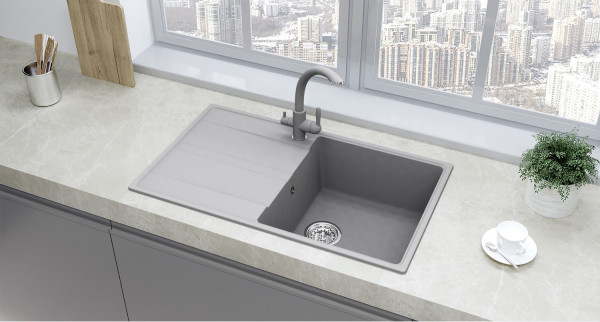 Кухонная мойка Ulgran Quartz Prima 850-05, бетон. Фото 3