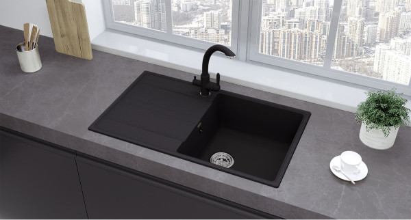 Кухонная мойка Ulgran Quartz Prima 850-07, уголь. Фото 3