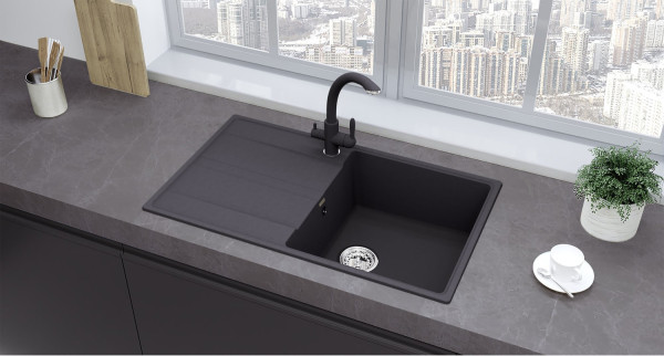 Кухонная мойка Ulgran Quartz Prima 850-08, космос. Фото 3