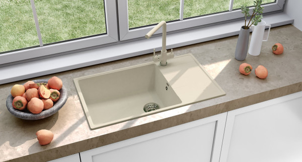Кухонная мойка Ulgran Quartz Prima 860-02, лен. Фото 3