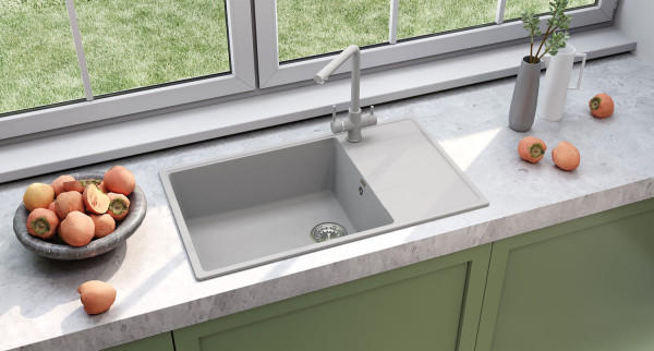 Кухонная мойка Ulgran Quartz Prima 860-04, платина. Фото 3