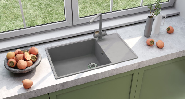 Кухонная мойка Ulgran Quartz Prima 860-05, бетон. Фото 3