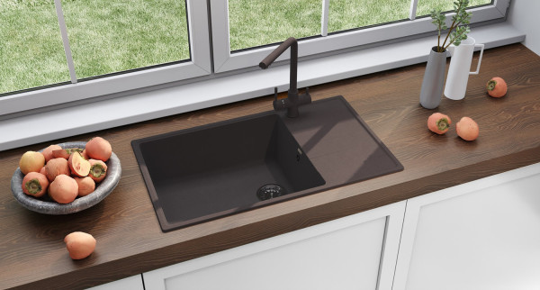 Кухонная мойка Ulgran Quartz Prima 860-06, трюфель. Фото 3