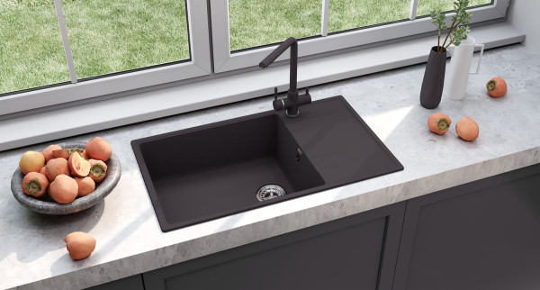 Кухонная мойка Ulgran Quartz Prima 860-07, уголь. Фото 3